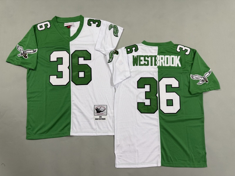 Men 2025 Philadelphia Eagles #36 Westbrook green white Throwback Limited NFL Jersey style 002